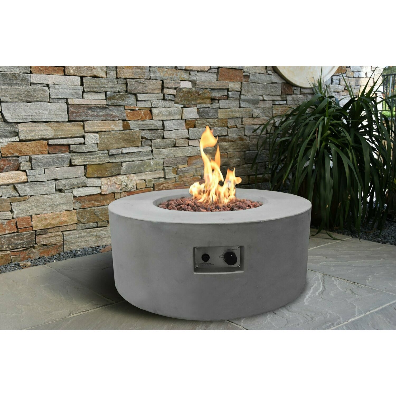 Elementi Tramore Fire Bowl for Liquid Propane Gas or Natural Gas in Light Grey (Includes PVC Cover) - PadioLiving - Elementi Tramore Fire Bowl for Liquid Propane Gas or Natural Gas in Light Grey (Includes PVC Cover) - Fire Pit - PadioLiving