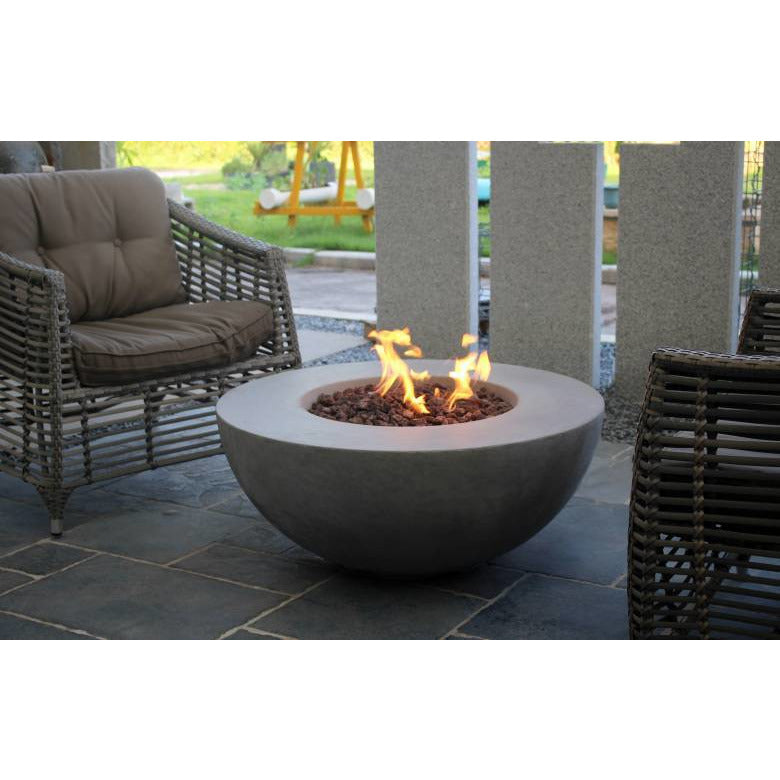 Elementi Lunar Fire Bowl for Liquid Propane Gas or Natural Gas in Light Grey (Includes Canvas Cover) - PadioLiving - Elementi Lunar Fire Bowl for Liquid Propane Gas or Natural Gas in Light Grey (Includes Canvas Cover) - Fire Pit - PadioLiving