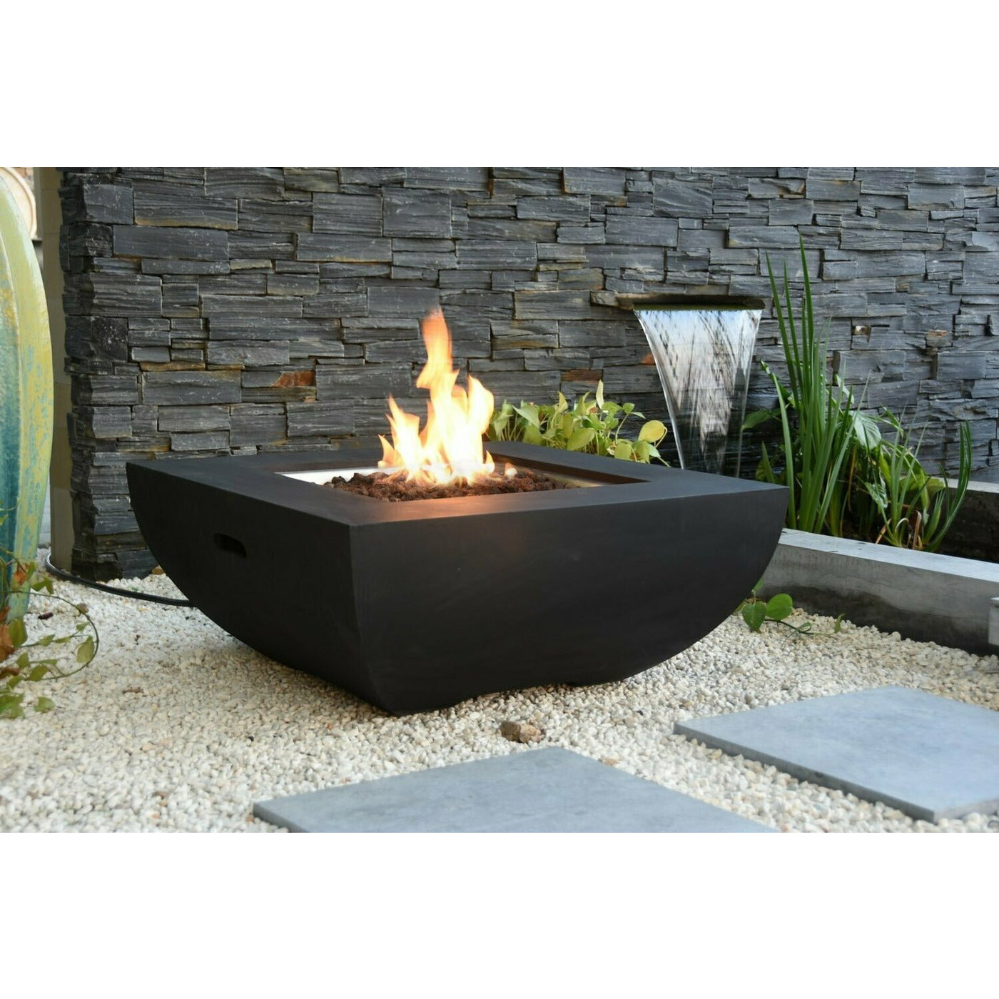 Elementi Aurora Black Fire Table for Liquid Propane Gas in Matte Black (Includes PVC Cover) - PadioLiving - Elementi Aurora Black Fire Table for Liquid Propane Gas in Matte Black (Includes PVC Cover) - Fire Pit - PadioLiving