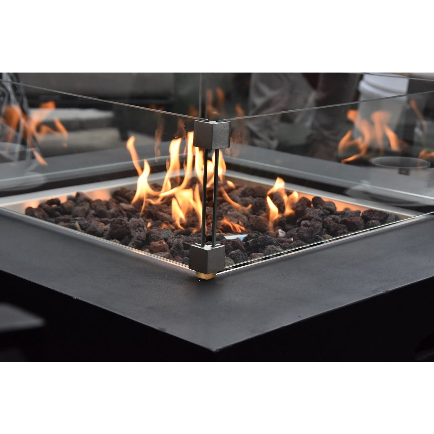 Elementi Aurora Black Fire Table for Liquid Propane Gas in Matte Black (Includes PVC Cover) - PadioLiving - Elementi Aurora Black Fire Table for Liquid Propane Gas in Matte Black (Includes PVC Cover) - Fire Pit - PadioLiving