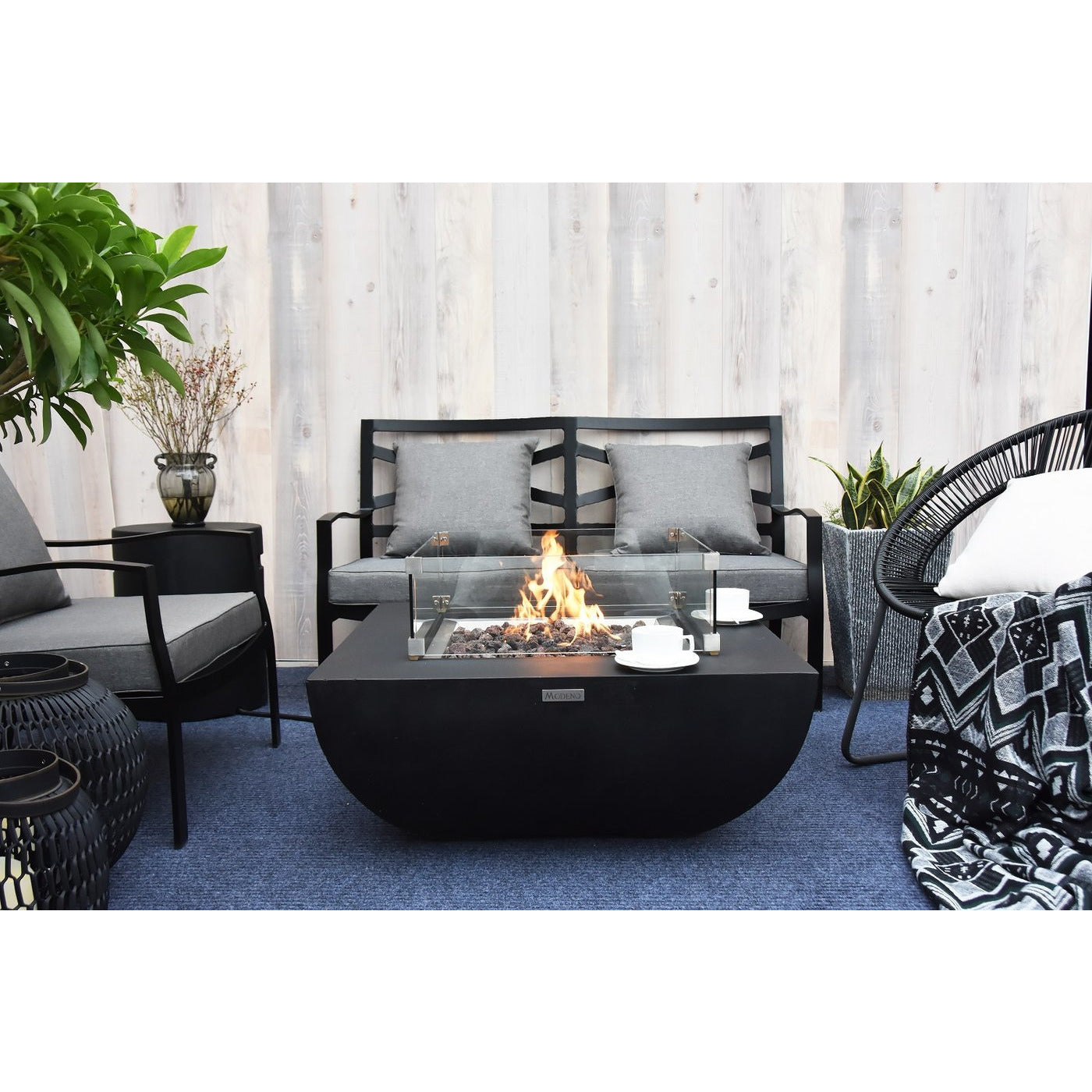 Elementi Aurora Black Fire Table for Liquid Propane Gas in Matte Black (Includes PVC Cover) - PadioLiving - Elementi Aurora Black Fire Table for Liquid Propane Gas in Matte Black (Includes PVC Cover) - Fire Pit - PadioLiving