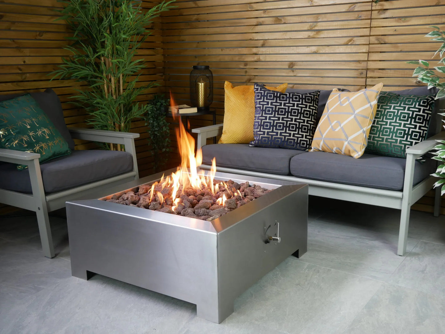 Brightstar Fires - Castillo Gas Zinc Fire Pit Table - Square - Luxury Fire Pits - PadioLiving - Brightstar Fires - Castillo Gas Zinc Fire Pit Table - Square - Luxury Fire Pits - Fire Pit Table - PadioLiving