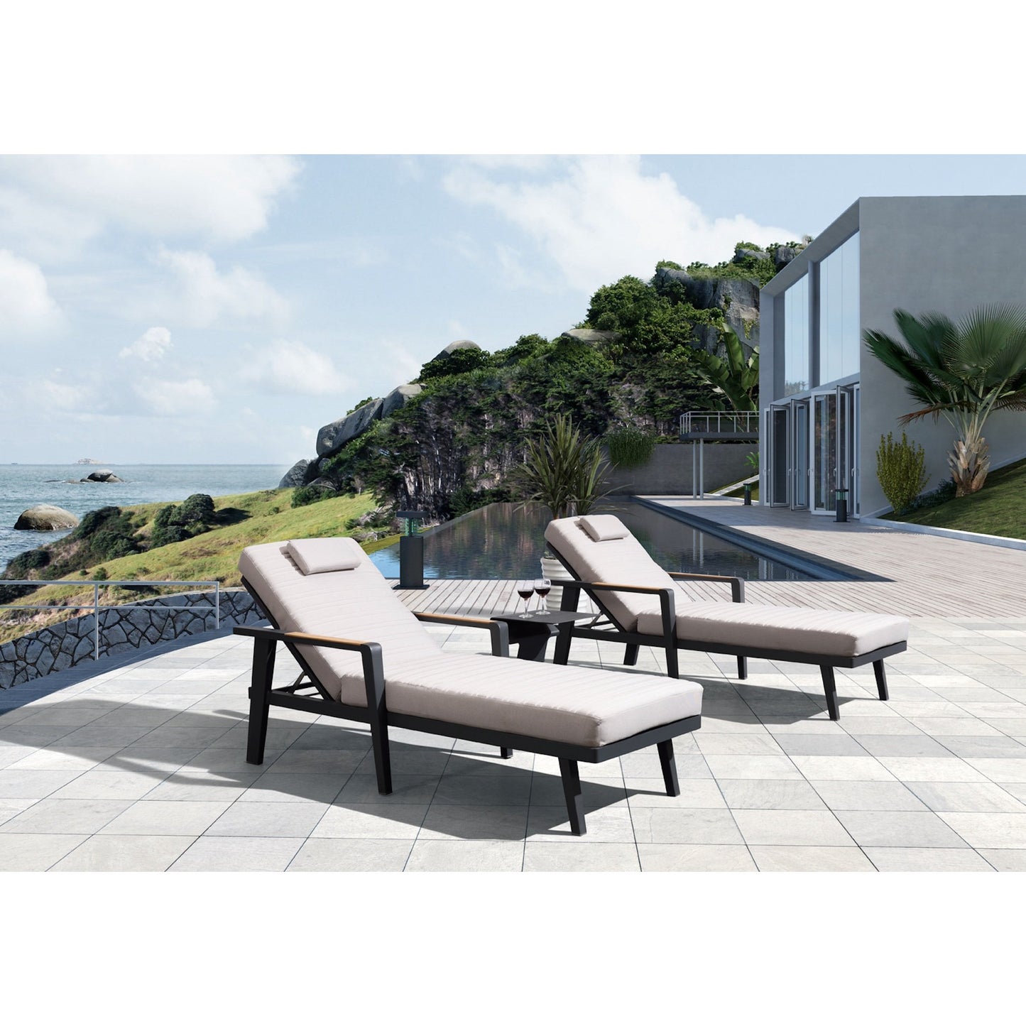 Emoti Sunlounger & Side Table Set - PadioLiving - Emoti Sunlounger & Side Table Set - Outdoor Lounger Sets - PadioLiving