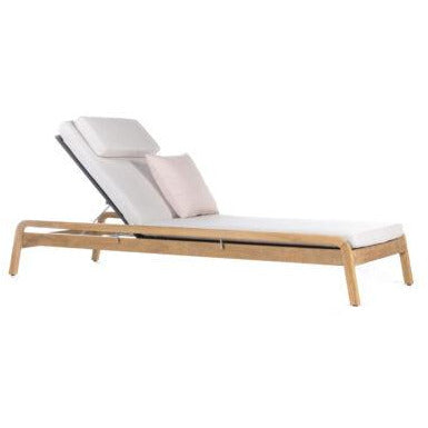 Flexx Lounger - PadioLiving - Flexx Lounger - Outdoor Lounger - Natural Teak Strapping Coal Weave- Lopi Snow (£2582) - PadioLiving