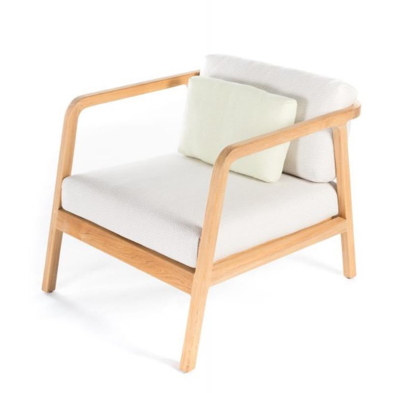 Flexx Arm Chair - PadioLiving - Flexx Arm Chair - Outdoor Arm Chair - Natural Teak Strapping Coal Weave- Lopi Snow (£1927) - PadioLiving