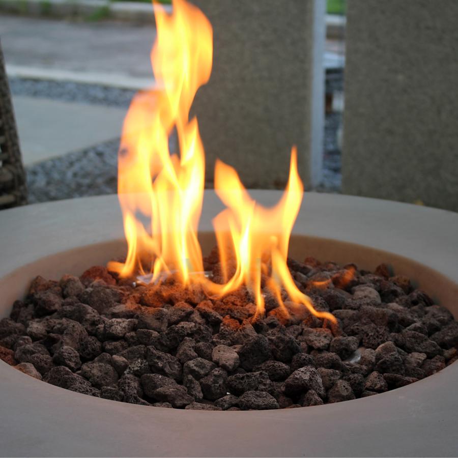 Elementi Roca Fire Bowl for Liquid Propane Gas or Natural Gas in Light Grey (Includes PVC Cover) - PadioLiving - Elementi Roca Fire Bowl for Liquid Propane Gas or Natural Gas in Light Grey (Includes PVC Cover) - Fire Pit - PadioLiving