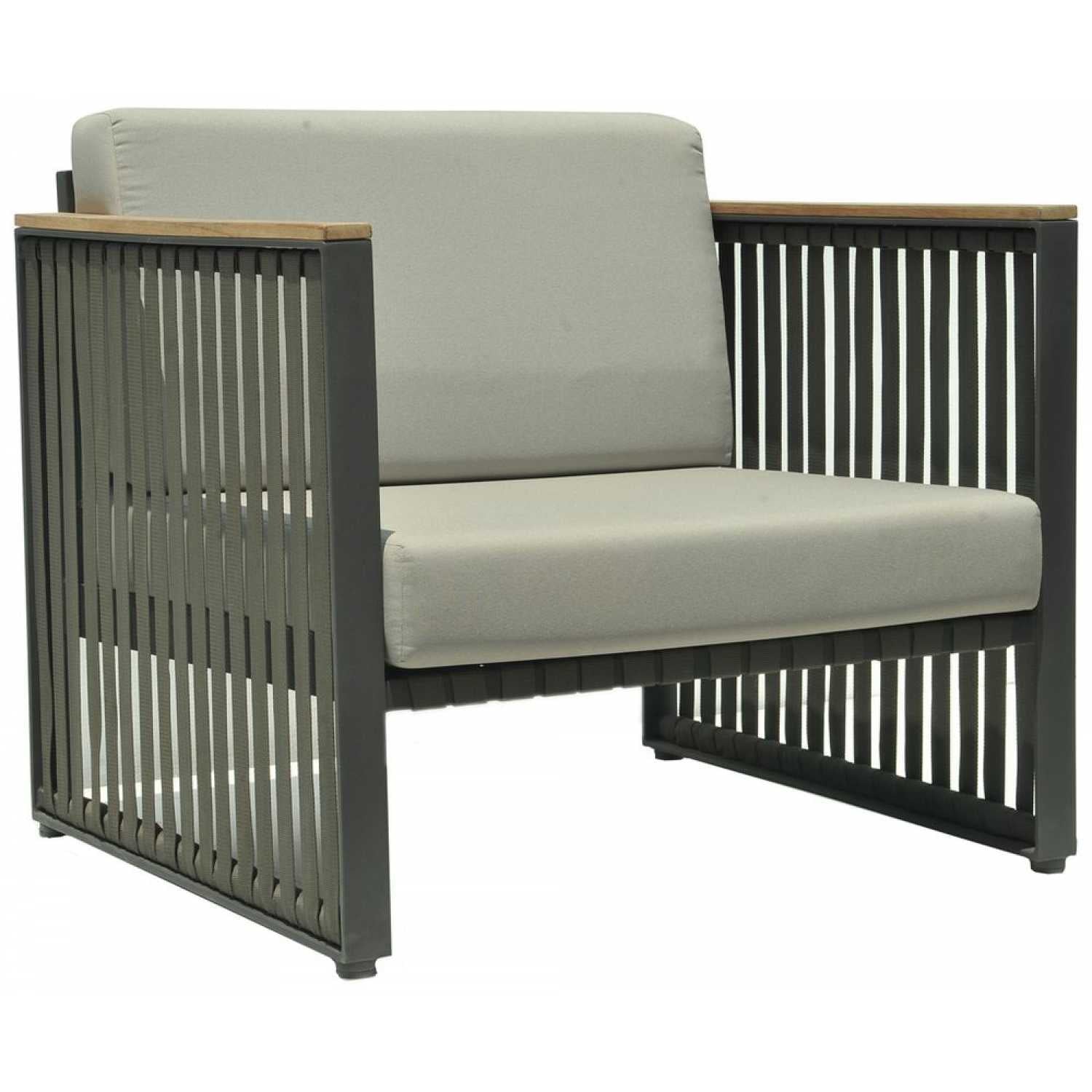 Horizon Arm Chair - PadioLiving - Horizon Arm Chair - Outdoor Arm Chair - Dark Grey 35mm Strap / Metal-Perla (£1163 ) - PadioLiving