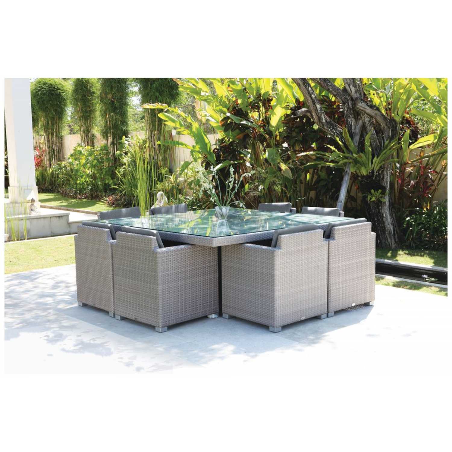 Pacific Silver Walnut Square Dining Table - PadioLiving - Pacific Silver Walnut Square Dining Table - Outdoor Dining Table - PadioLiving