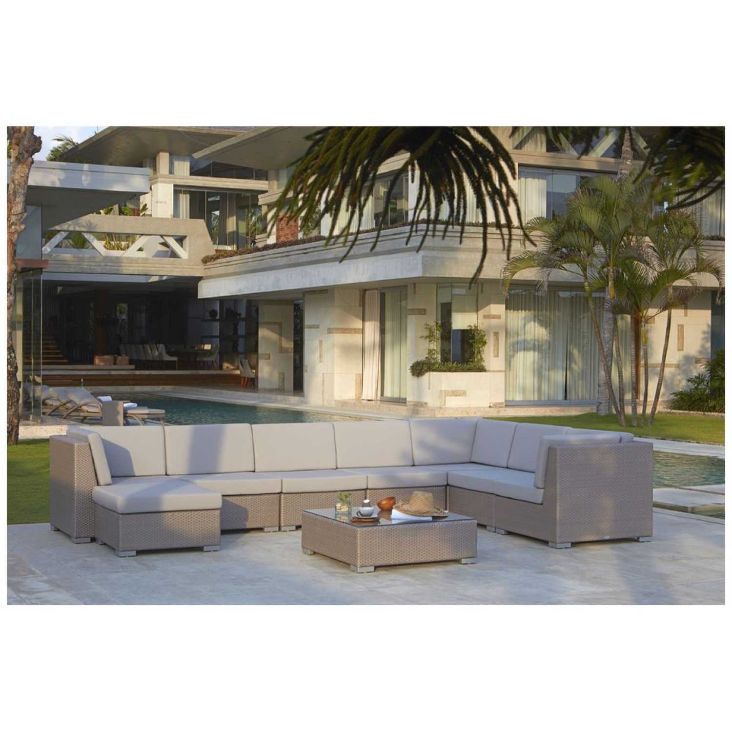 Pacific Silver Walnut Seat - PadioLiving - Pacific Silver Walnut Seat - Outdoor Corner Seat - PadioLiving
