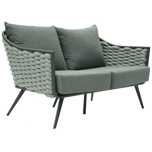 Serpent Love Seat - PadioLiving - Serpent Love Seat - Outdoor Love Seat - Silver Grey 38mm Poly Rope / Metal-Grafito (£2106) - PadioLiving