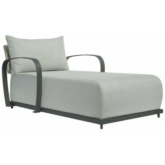 Windsor Carbon Chaise - PadioLiving - Windsor Carbon Chaise - Outdoor Chaise - Silver Walnut 30mm Weave-Panama Cloud (£1567) - PadioLiving
