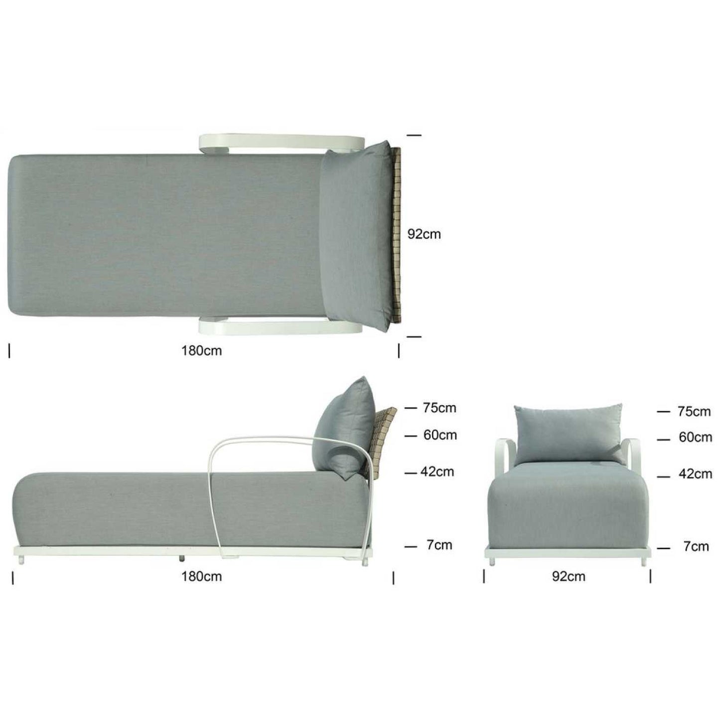Windsor White Chaise - PadioLiving - Windsor White Chaise - Outdoor Chaise - PadioLiving