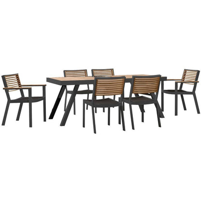 York 6 Seat Dining Set - PadioLiving - York 6 Seat Dining Set - Outdoor Dining Set - Black - PadioLiving