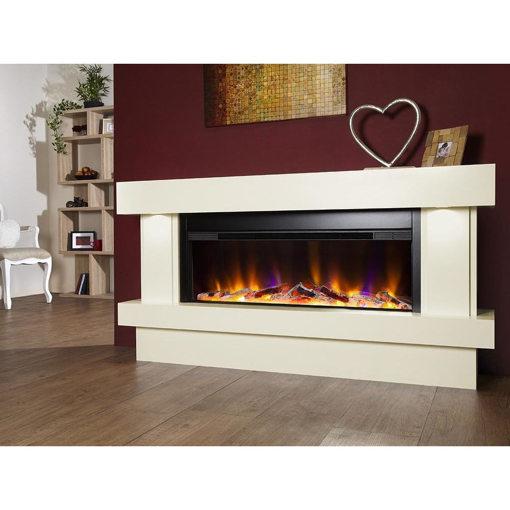 Celsi Ultiflame VR Orbital Illumia 33" Electric Fireplace Suite - Smooth Cream - PadioLiving - Celsi Ultiflame VR Orbital Illumia 33" Electric Fireplace Suite - Smooth Cream - Electric Fires - PadioLiving