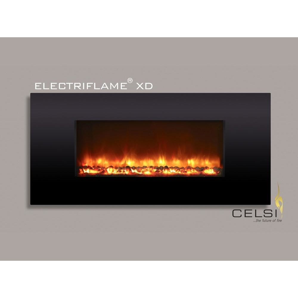 Celsi Electriflame XD 1300 Wall Mounted Electric Fire - Piano Black - PadioLiving - Celsi Electriflame XD 1300 Wall Mounted Electric Fire - Piano Black - Electric Fires - PadioLiving