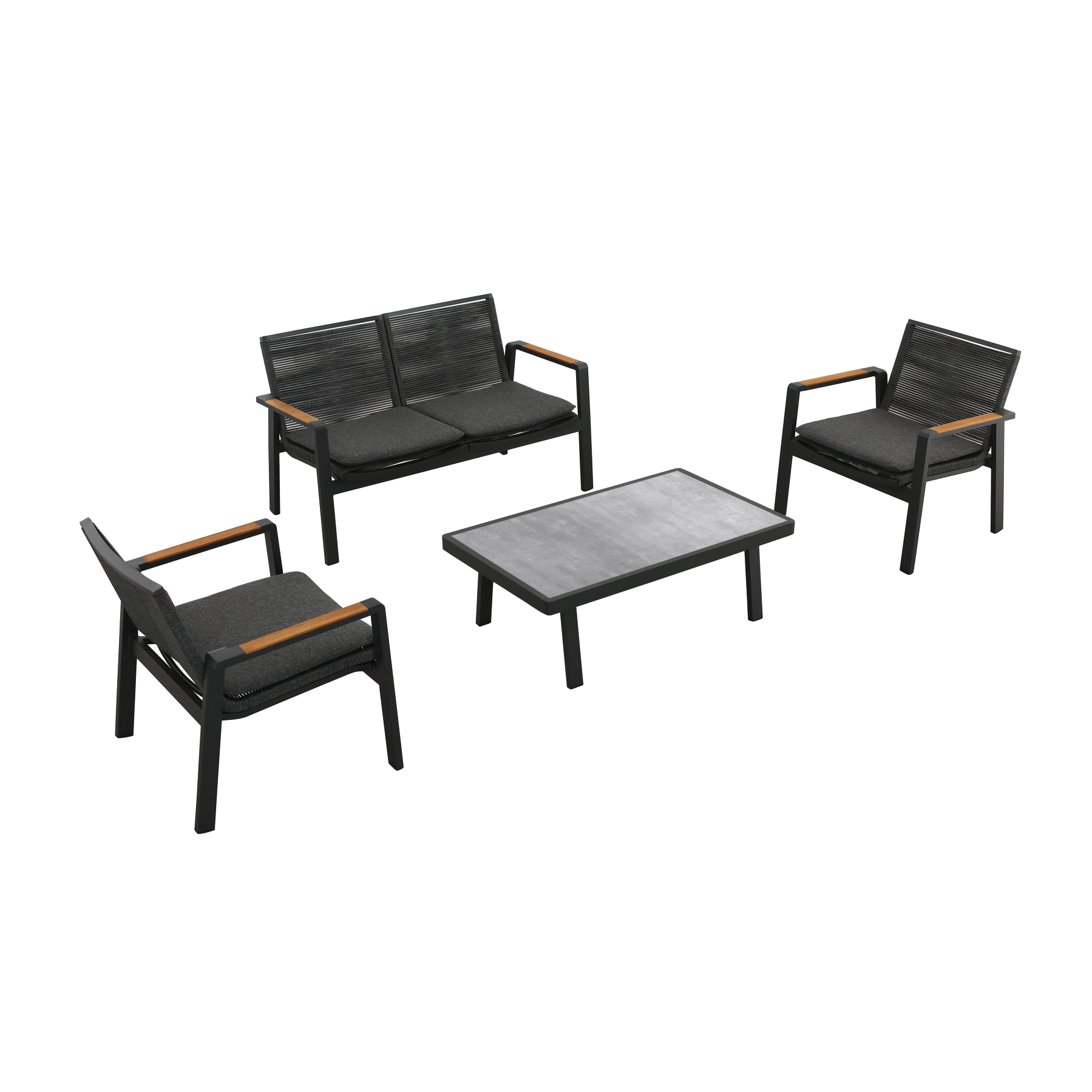 Nofi 3.0 Rope 2 Seat Sofa & Coffee Table Set - PadioLiving - Nofi 3.0 Rope 2 Seat Sofa & Coffee Table Set - Outdoor Sofa and Coffee Table Set - PadioLiving