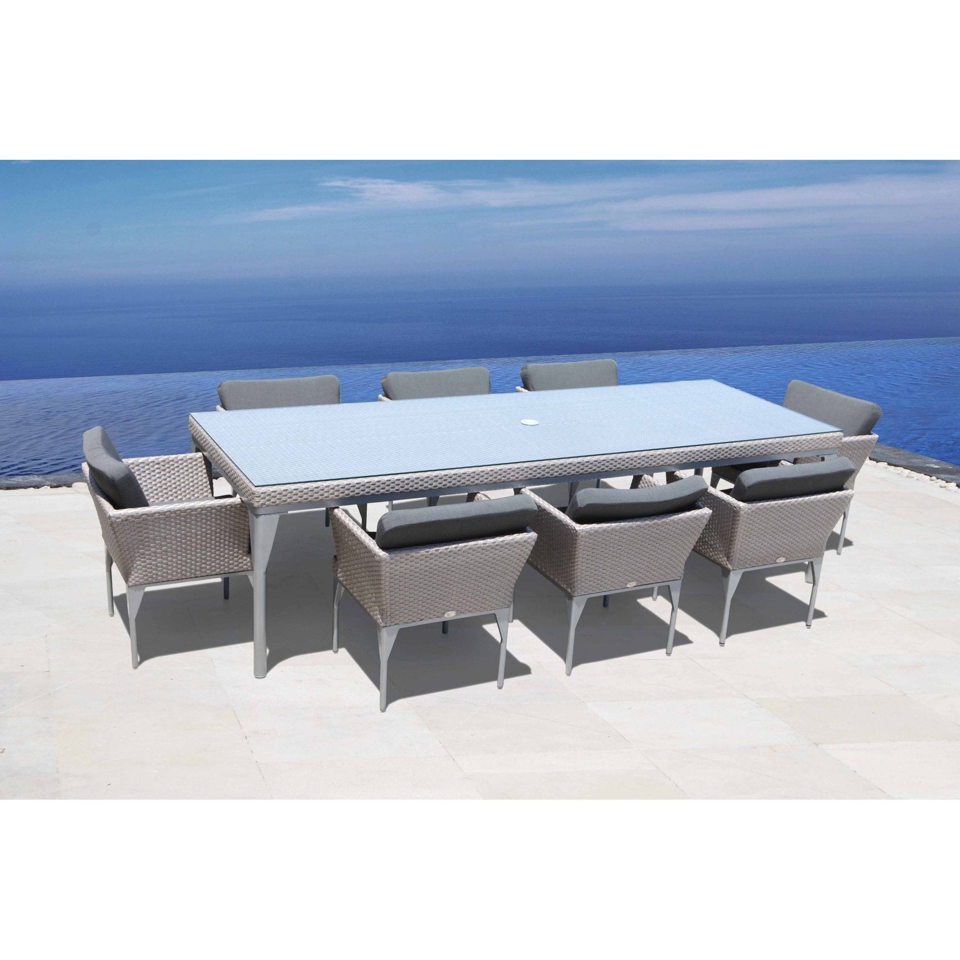 Brafta Silver Walnut Rectangle Dining Table - PadioLiving - Brafta Silver Walnut Rectangle Dining Table - Outdoor Dining Table - 8 Seat - PadioLiving