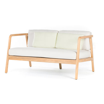 Flexx Love Seat - PadioLiving - Flexx Love Seat - Outdoor Love Seat - Natural Teak Strapping Coal Weave- Lopi Snow (£3179) - PadioLiving