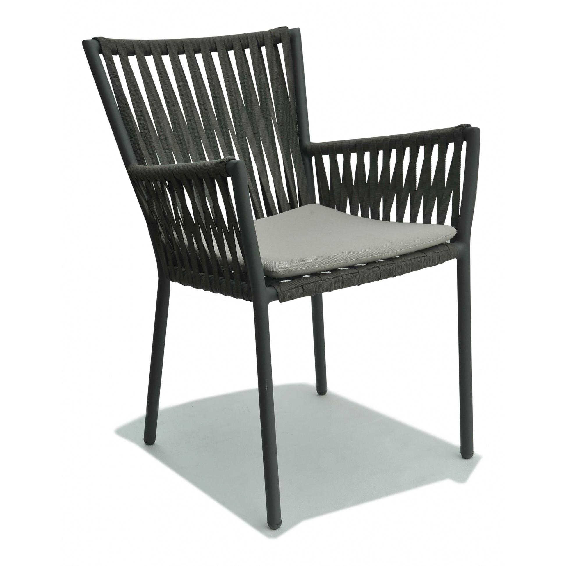 Bowline Dining Chair - PadioLiving - Bowline Dining Chair - Outdoor Dining Chair - Dark Grey 21mm Strap / Metal-Perla(£411) - PadioLiving