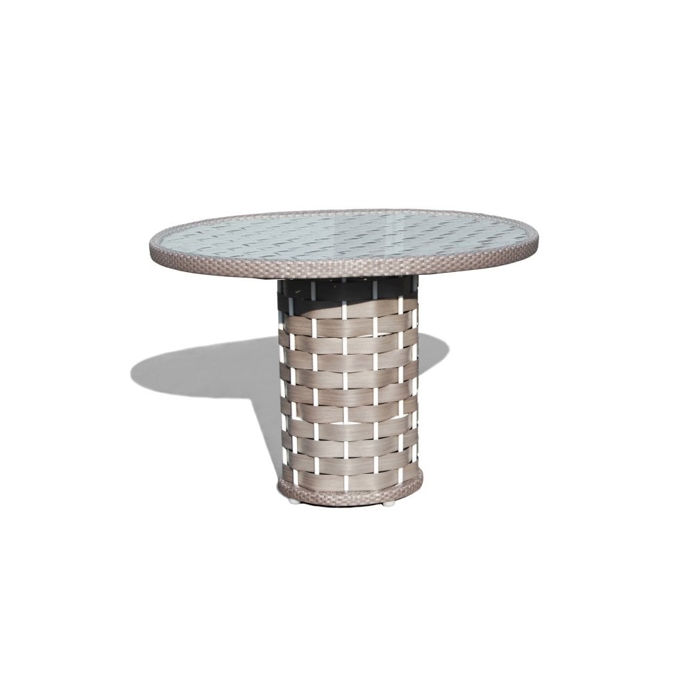 Strips Silver Walnut Round 4 Seater Dining Table - PadioLiving - Strips Silver Walnut Round 4 Seater Dining Table - Outdoor Dining Chair - PadioLiving