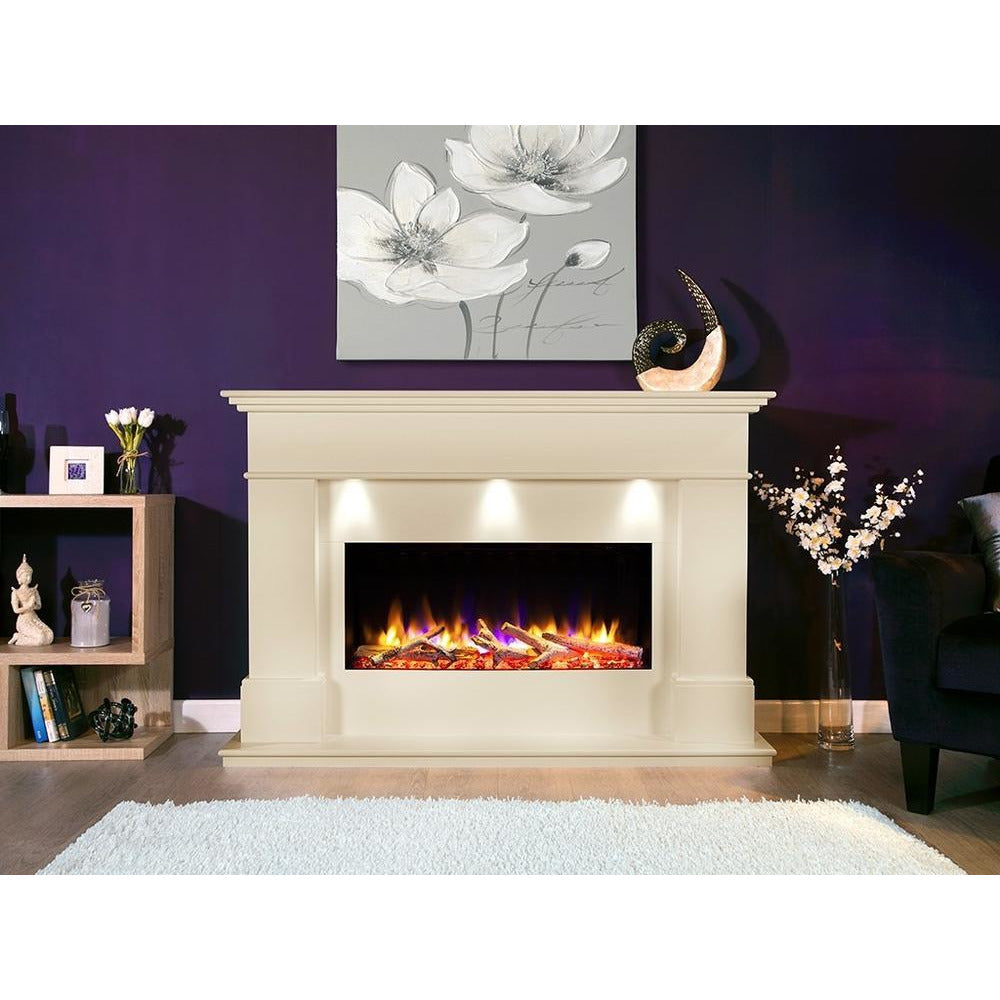 Celsi Ultiflame VR Adour Elite Illumia 33" Electric Fireplace Suite - Smooth Cream - PadioLiving - Celsi Ultiflame VR Adour Elite Illumia 33" Electric Fireplace Suite - Smooth Cream - Electric Fires - PadioLiving