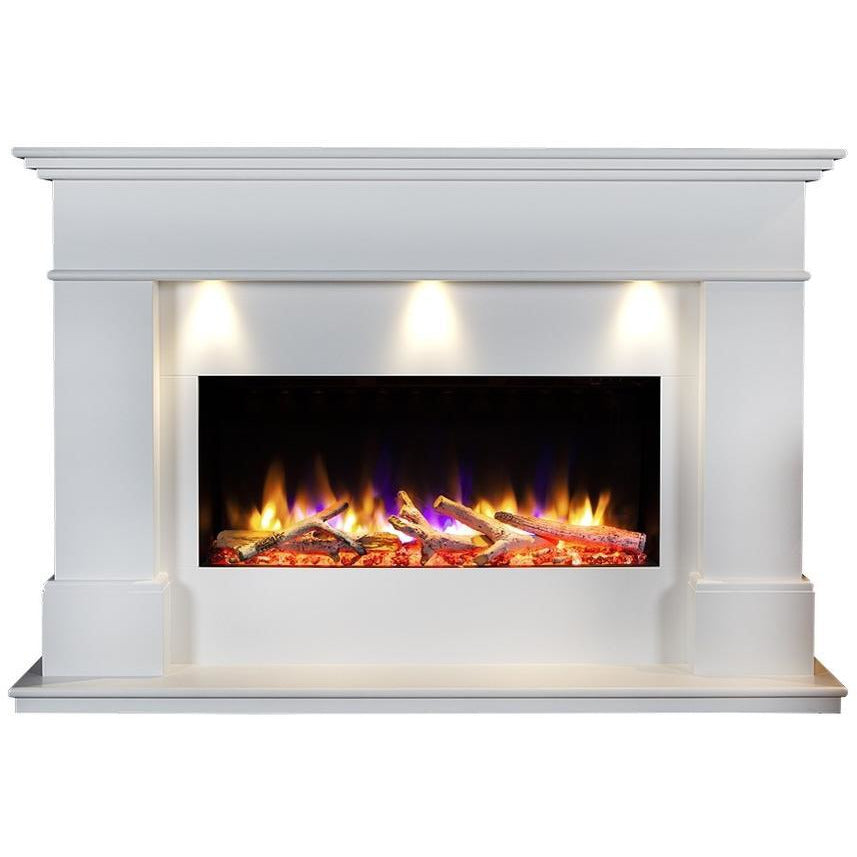 Celsi Ultiflame VR Adour Elite Illumia 33" Electric Fireplace Suite - Smooth White - PadioLiving - Celsi Ultiflame VR Adour Elite Illumia 33" Electric Fireplace Suite - Smooth White - Electric Fires - PadioLiving