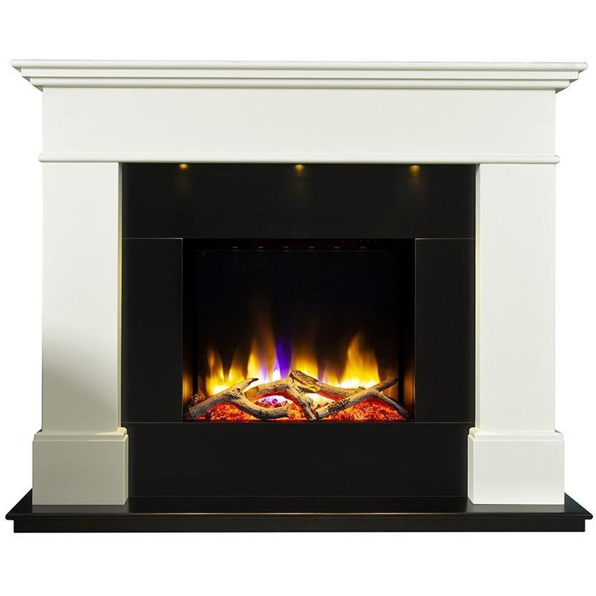 Celsi Ultiflame VR Adour Illumia 22" Electric Fireplace Suite - Black Hearth Smooth White - PadioLiving - Celsi Ultiflame VR Adour Illumia 22" Electric Fireplace Suite - Black Hearth Smooth White - Electric Fires - PadioLiving