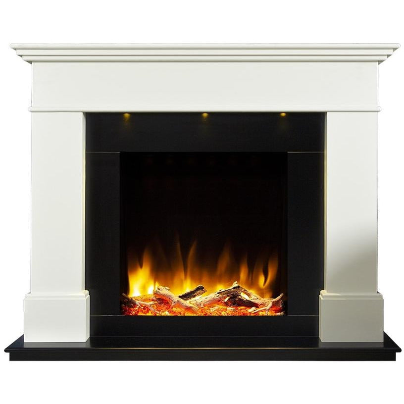 Celsi Ultiflame VR Adour Asencio Illumia Electric Fireplace Suite - Black Hearth Smooth White - PadioLiving - Celsi Ultiflame VR Adour Asencio Illumia Electric Fireplace Suite - Black Hearth Smooth White - Electric Fires - PadioLiving